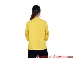 Shop Crepe Mustard Pearl Top for Women