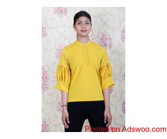 Shop Crepe Knotted Sleeves Top for Women Online