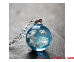 Blue Sky Cloud Resin Necklace !