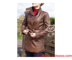 CLASSICAL LADIES’ LEATHER LONG COAT