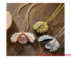 You Are My Sunshine Sunflower Pendant Necklace