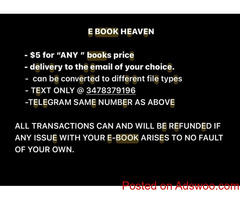 BUY ANY BOOK E BOOK VERSION for $5 any book