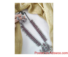 Silver Plated Indian Stone Jewelry Set