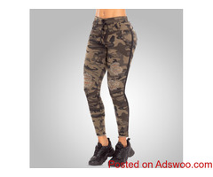 Low waist brown camo pants for women by NYE Jeans