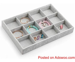 12 Grids Velvet Grey Jewelry Display Tray