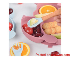 Pink Silicone Plate And Utensils