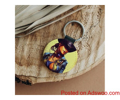 Beautiful Woman Art Round Keychain