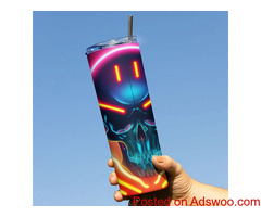 Colorful Neon Skull Art 20oz Skinny Tumbler