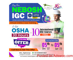 Enroll NEBOSH IGC course & Get Super Hit Offer...!!