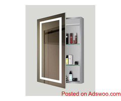 White Storage Led Mirror | Bathroom Mirror - Mirrorwalla