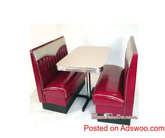 Find real metal banding with a chrome column base with our Diner tables and chairs