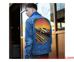 Car Graphic Dark Washed Men’s Denim Jacket