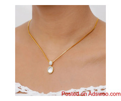 Fira SIlver Crystal Pearl Drop Golden Pendant Silver Necklace