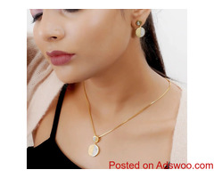 Fira Half Moon Golden Silver Necklace Earrings Set