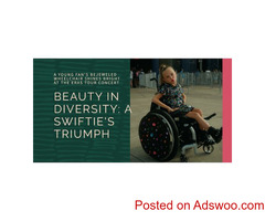 9-Year-Old Swiftie in Bejeweled Wheelchair Attends Taylor Swift.