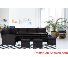 9 Seater Outdoor Sofa Set with Glass Table Top | Modular Lounge Setting