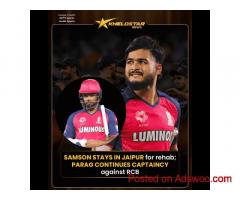 Samson Sits Out, Parag Steps In as Captain for RR vs RCB | Khelostar News