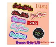 etsy. com Custom Name Patches - 20% OFF your Order - Free US Shipping - from $4.39
