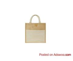 Eco-Friendly Jute Bags with Front Cotton Pocket & Button Closure - Iconique Gifts LLC
