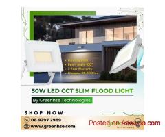 50W LED CCT Slim Flood Light in Perth by Greenhse