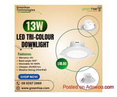 13W LED Tri-Colour Downlight – Dimmable | Greenhse Perth