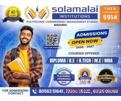 Admissions Open 2026–2027 at Solamalai College of Engineering: Best Engineering Colleges in Madurai