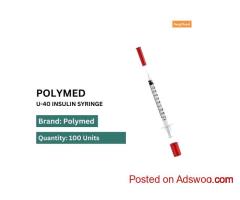 Buy Polymed U-40 Syringe - 100 Units Pack Online